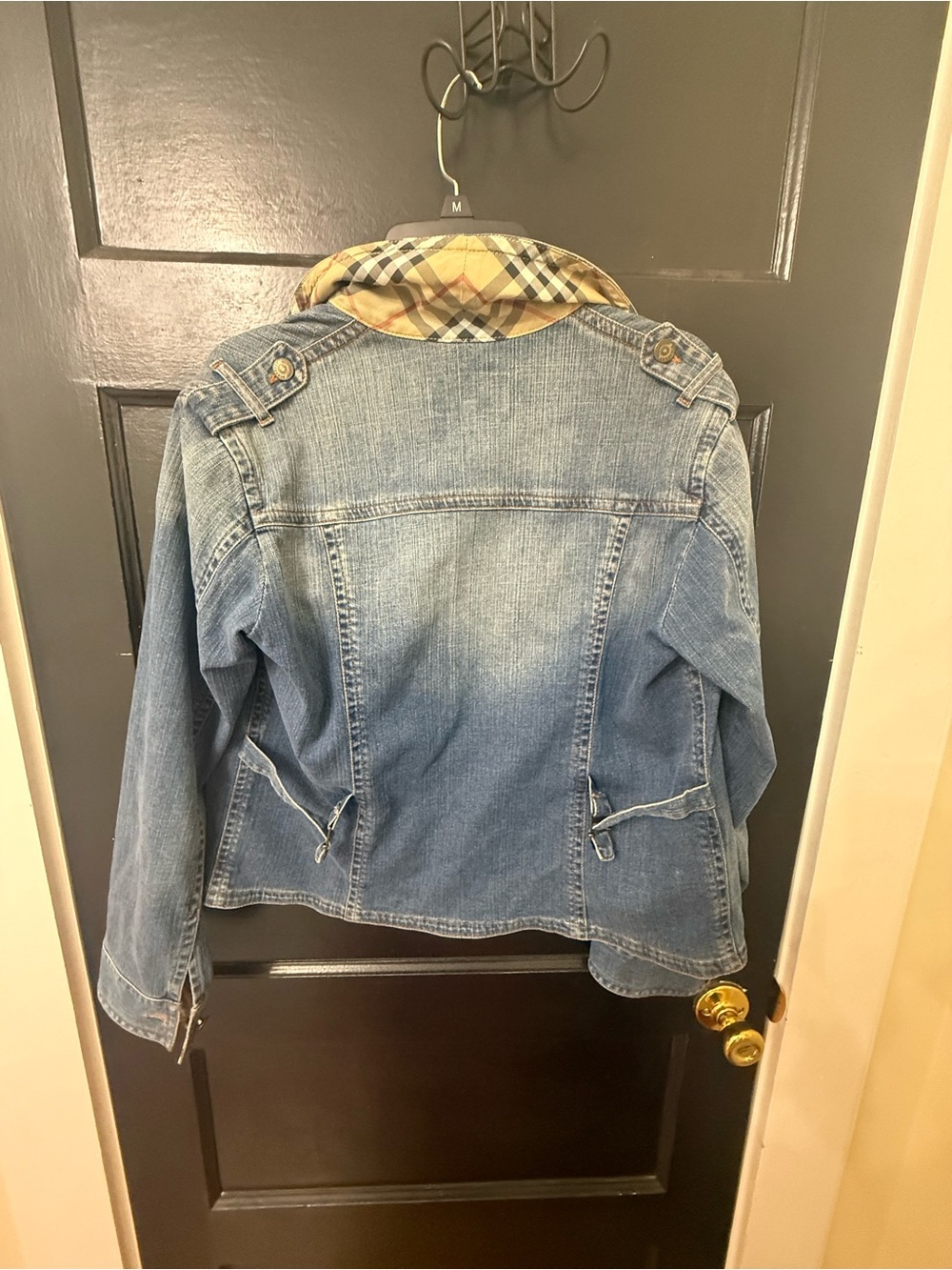Burberry Denim Jacket with Plaid Lining - Blue - Picture 4 of 4